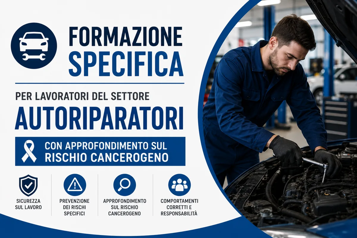 Formazione specifica per lavoratori del settore autoriparatori – con approfondimento sul rischio cancerogeno.