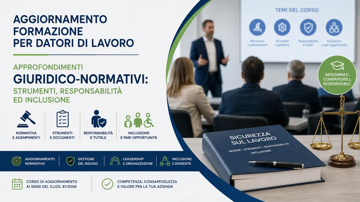 Aggiornamento formazione per datori di lavoro. Approfondimenti giuridico-normativi: Strumenti, responsabilità ed inclusione