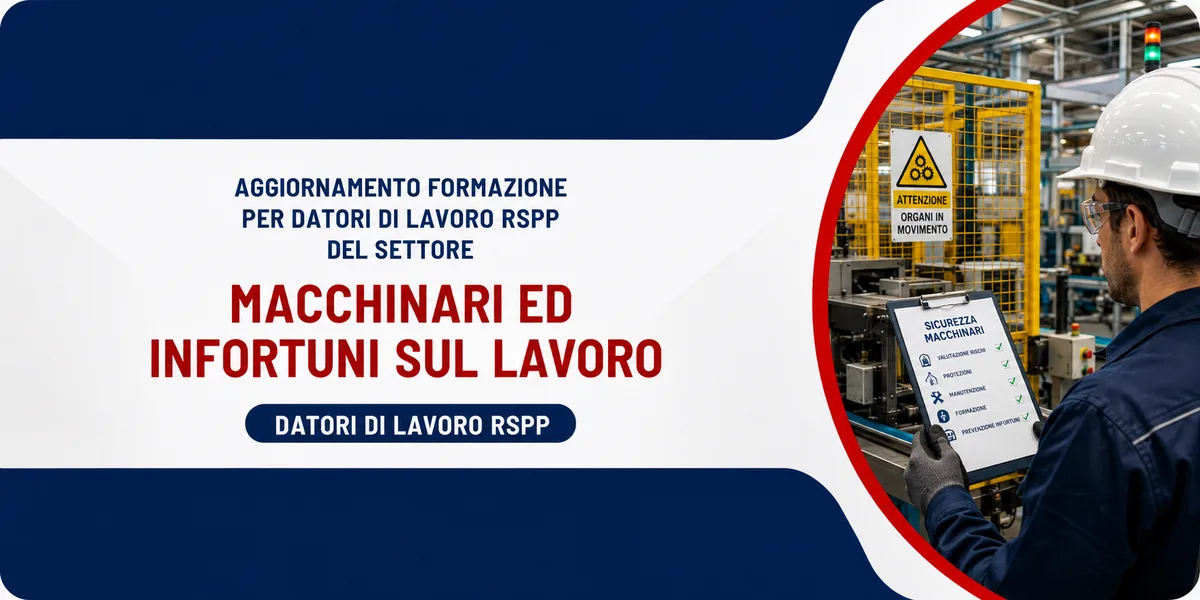 Aggiornamento formazione per datori di lavoro RSPP. Macchinari ed infortuni sul lavoro - A cura di Claudio Delaini.