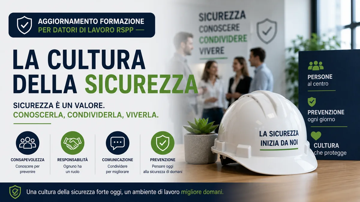 Aggiornamento formazione per datori di lavoro RSPP. La cultura della sicurezza