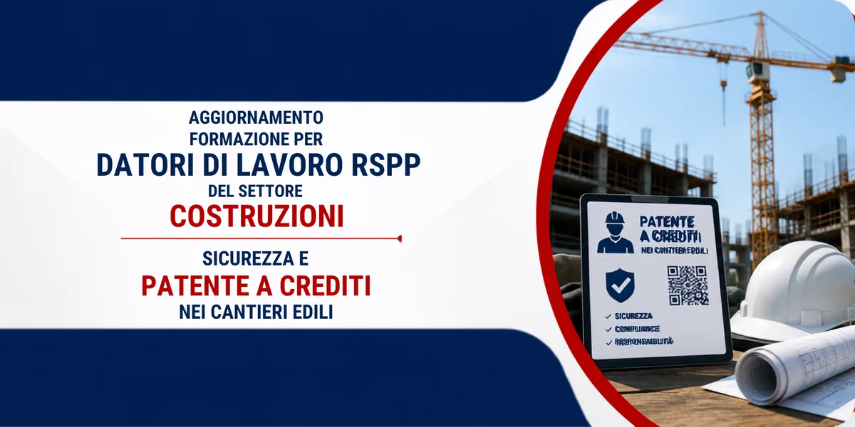 Aggiornamento formazione per datori di lavoro RSPP del settore costruzioni. Sicurezza e patente a crediti nei cantieri edili