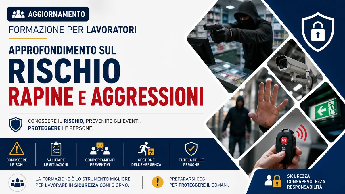 Aggiornamento formazione per lavoratori. Approfondimento sul RISCHIO RAPINE E AGGRESSIONI