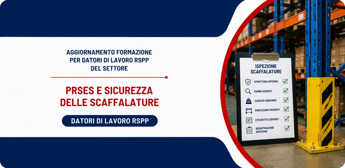 Aggiornamento formazione per datori di lavoro RSPP. PRSES e Sicurezza delle Scaffalature: Prevenzione dei Danni e Gestione delle Ispezioni - Versione estesa