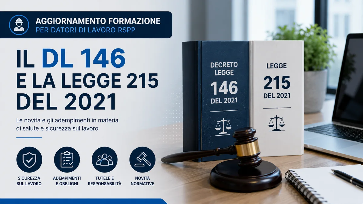 Aggiornamento formazione per datori di lavoro RSPP. Il DL 146 e la legge 215 del 2021