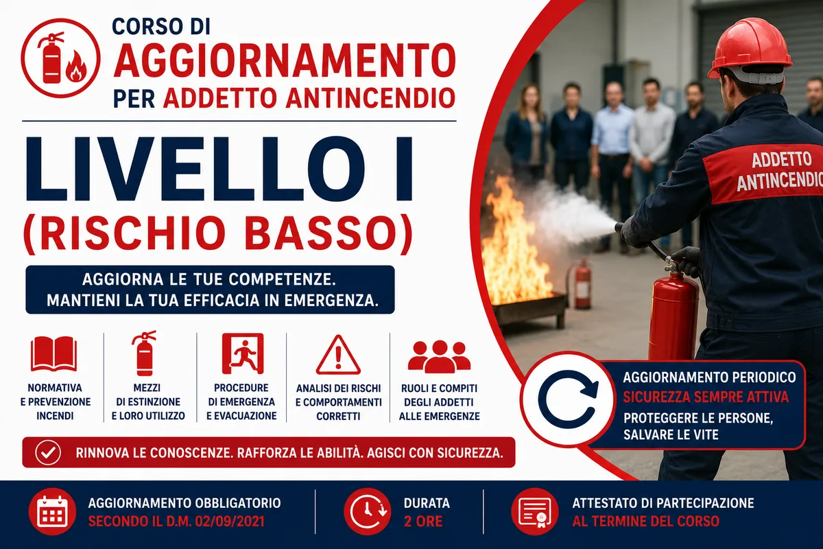 Corso di Aggiornamento Addetto Antincendio - Livello I (Rischio Basso)
