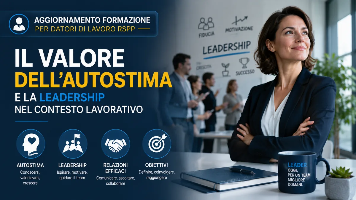 Aggiornamento formazione per datori di lavoro RSPP. Il valore dell'autostima e la leadership nel contesto lavorativo.
