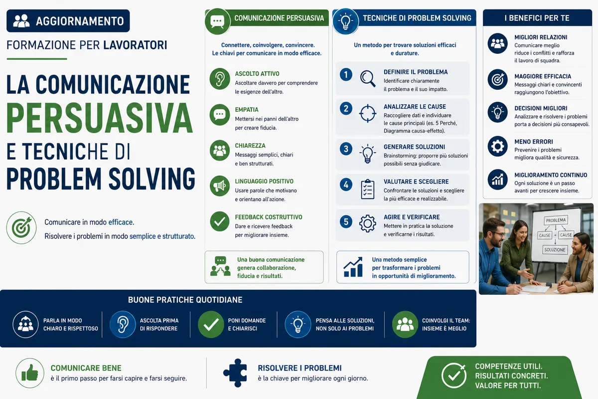 Aggiornamento formazione per lavoratori. La comunicazione persuasiva e tecniche di PROBLEM SOLVING