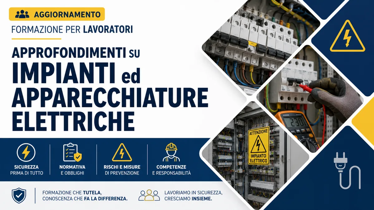 Aggiornamento formazione per LAVORATORI. Approfondimenti su IMPIANTI ed APPARECCHIATURE ELETTRICHE