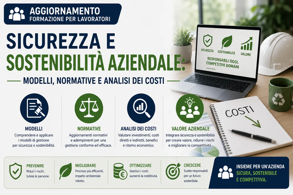 Aggiornamento formazione per lavoratori. SICUREZZA E SOSTENIBILITA' AZIENDALE: Modelli, Normative e Analisi dei Costi