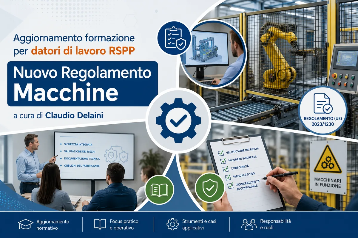 Aggiornamento formazione per datori di lavoro RSPP. Nuovo Regolamento Macchine – a cura di Claudio Delaini.