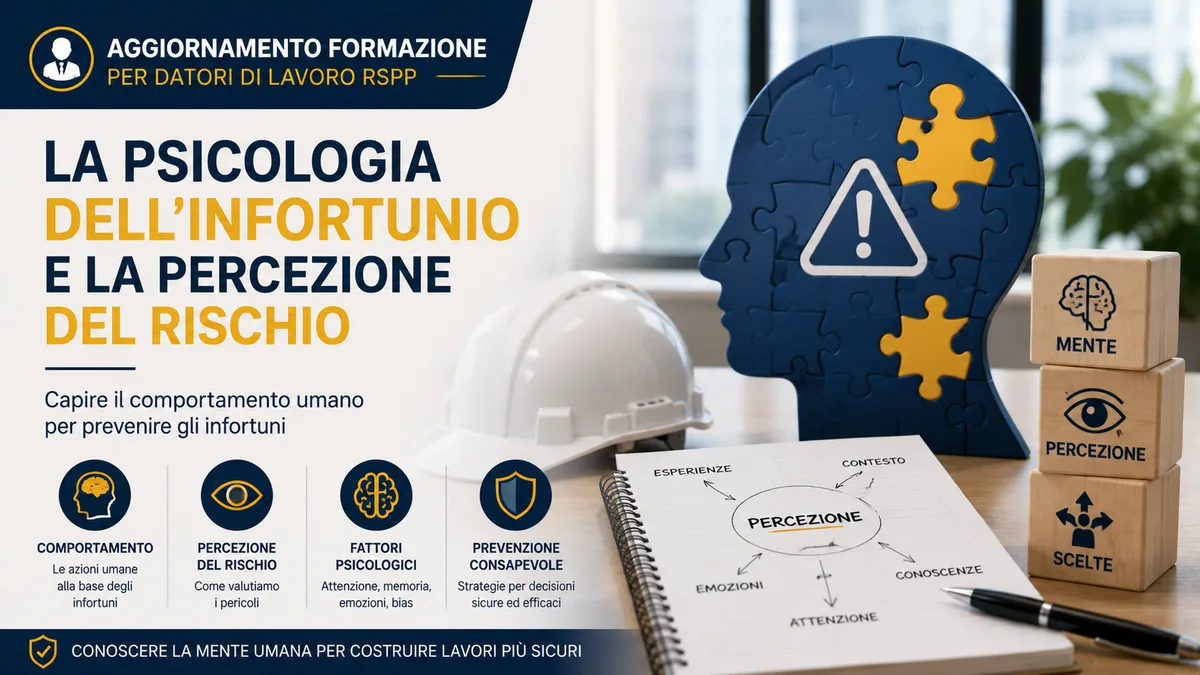 Aggiornamento formazione per datori di lavoro RSPP. La psicologia dell'infortunio e la percezione del rischio