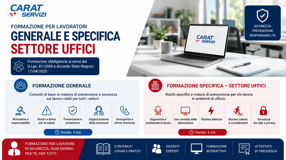Formazione generale e specifica per lavoratori del settore uffici