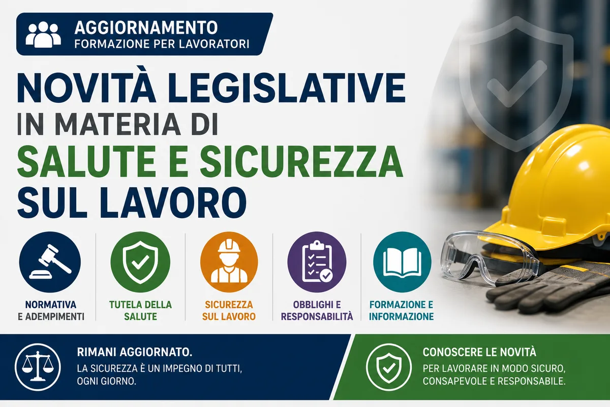 Aggiornamento formazione per lavoratori. Novità legislative in materia di SALUTE E SICUREZZA SUL LAVORO