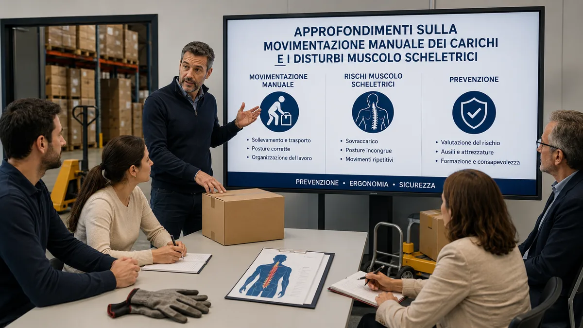 Aggiornamento formazione per datori di lavoro RSPP. Approfondimenti sulla movimentazione manuale dei carichi e i disturbi muscolo scheletrici.