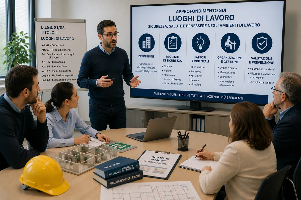 Aggiornamento formazione per datori di lavoro RSPP. Approfondimento sui luoghi di lavoro