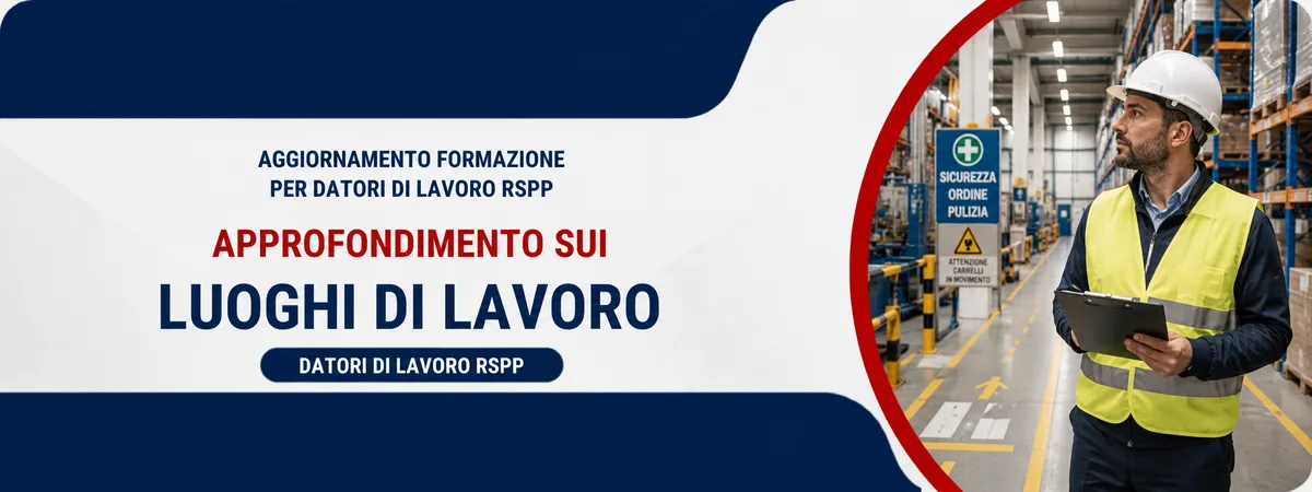 Aggiornamento formazione per datori di lavoro RSPP. Approfondimento sui luoghi di lavoro