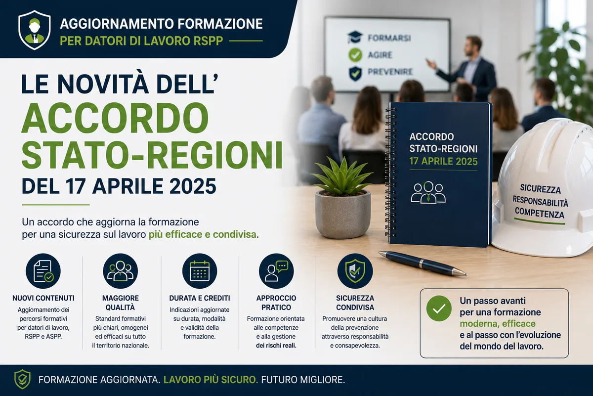 Aggiornamento formazione per datori di lavoro RSPP. Le novità dell’Accordo Stato-Regioni del 17 aprile 2025
