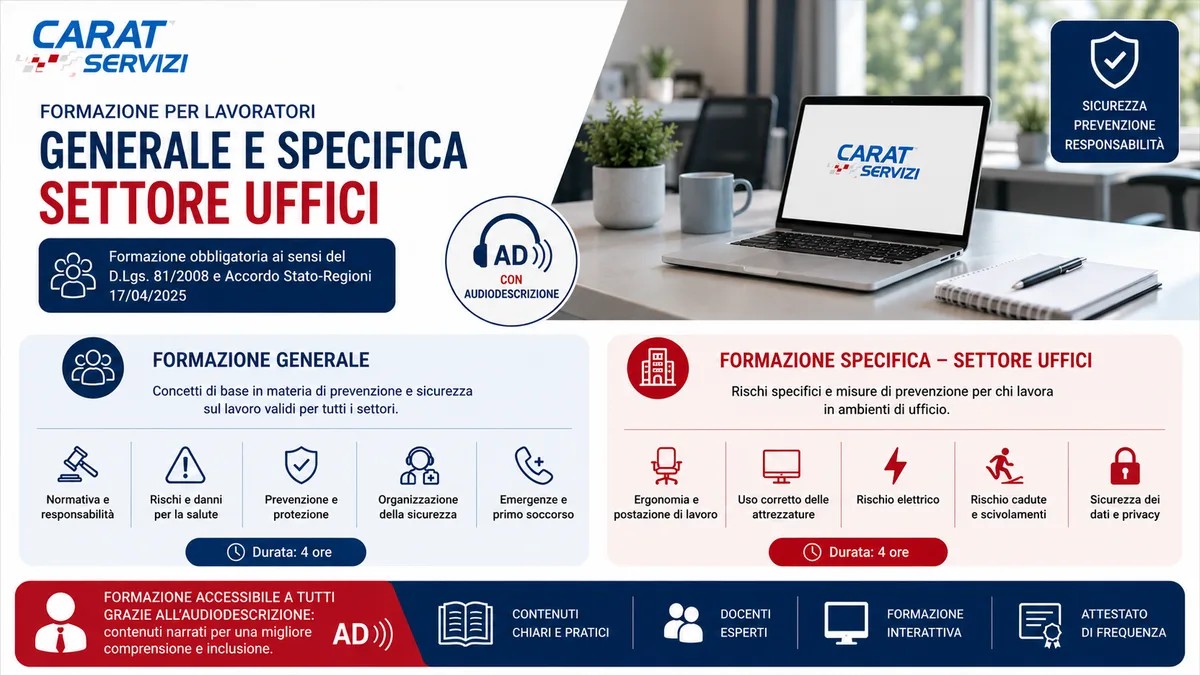 Formazione generale e specifica per lavoratori del settore uffici - con audiodescrizione