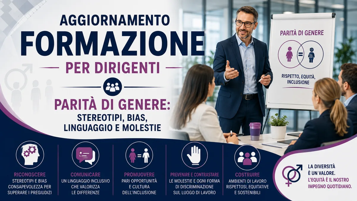 Aggiornamento formazione per dirigenti. Parità di genere: Stereotipi, bias, linguaggio e molestie