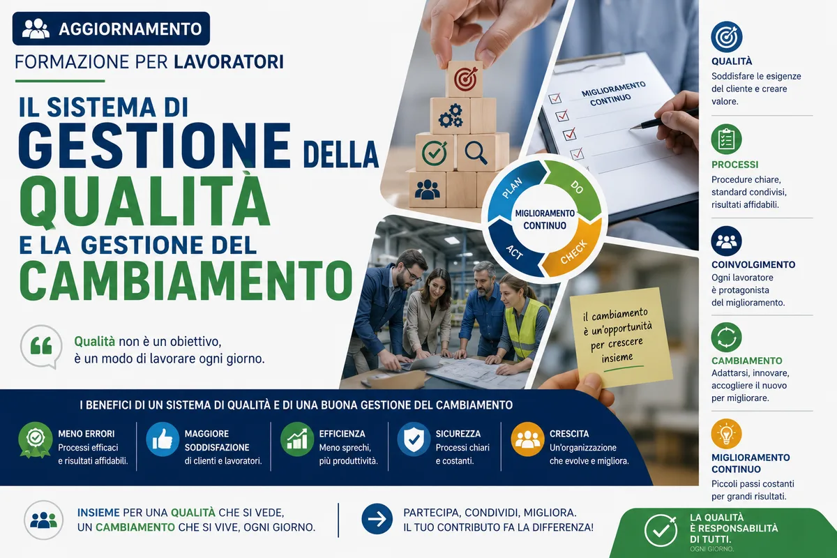 Aggiornamento formazione per lavoratori. Il sistema di gestione della qualità e la gestione del cambiamento