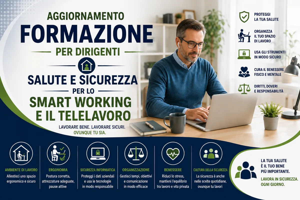 Aggiornamento formazione per dirigenti. Salute e sicurezza per lo Smart Working e il Telelavoro