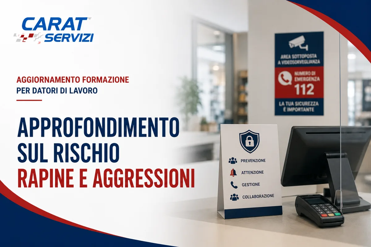 Aggiornamento formazione per datori di lavoro. Approfondimento sul rischio rapine e aggressioni.