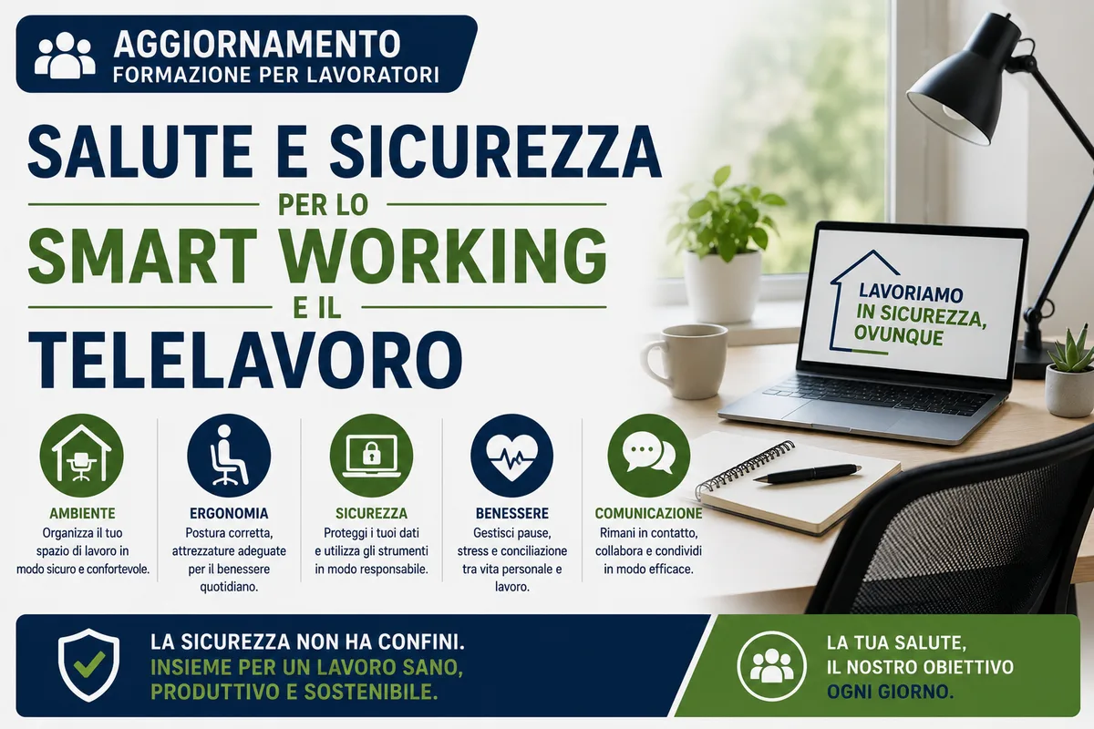 Aggiornamento formazione per lavoratori. Salute e sicurezza per lo SMART WORKING e il Telelavoro